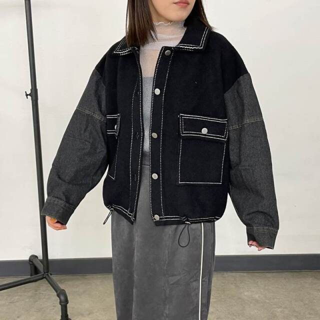 袖デニムジャケット