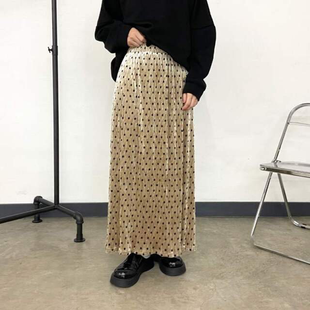 ベロアドットIラインスカート