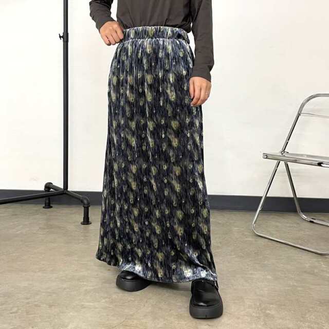 ベロア柄Iラインスカート