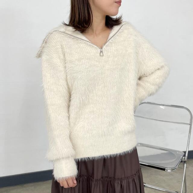 シャギーハーフジッププルオーバー