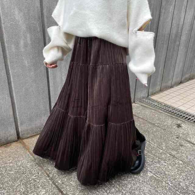 カットスウェードティアードスカート