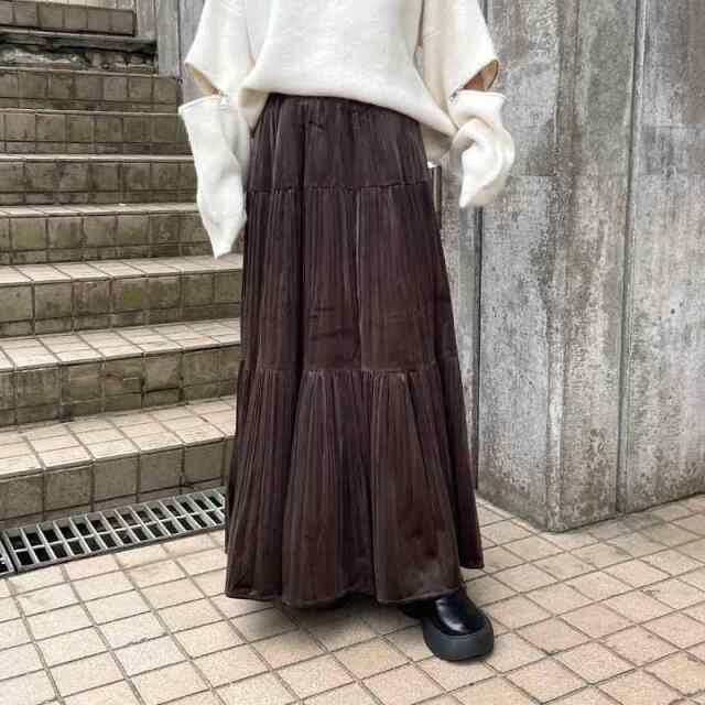 カットスウェードティアードスカート