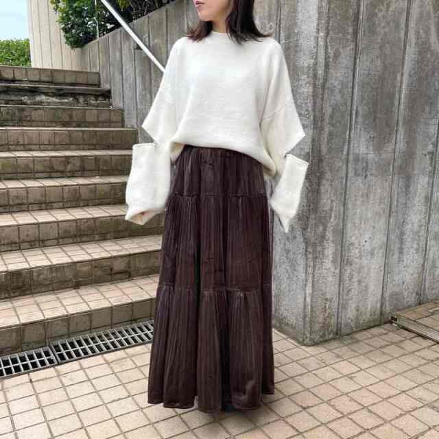 カットスウェードティアードスカート