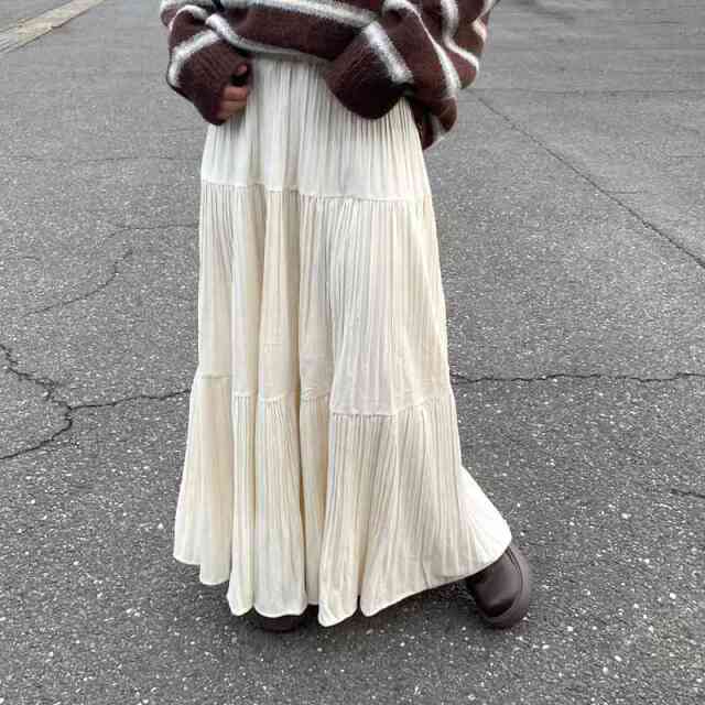 カットスウェードティアードスカート