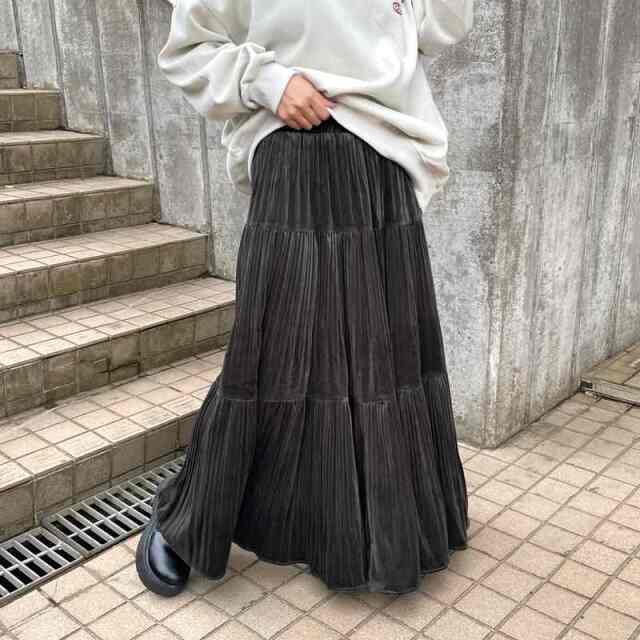 カットスウェードティアードスカート