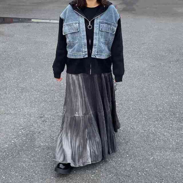 カットスウェードティアードスカート