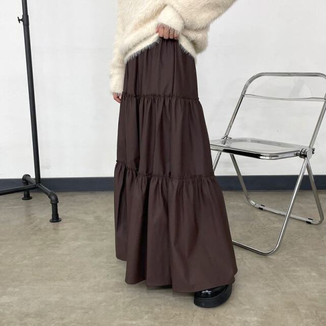 合成皮革ティアードスカート