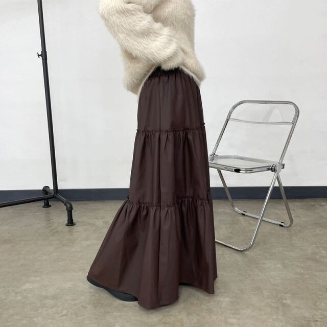 合成皮革ティアードスカート