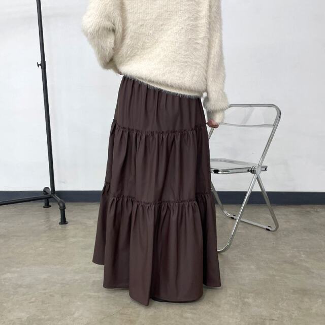 合成皮革ティアードスカート