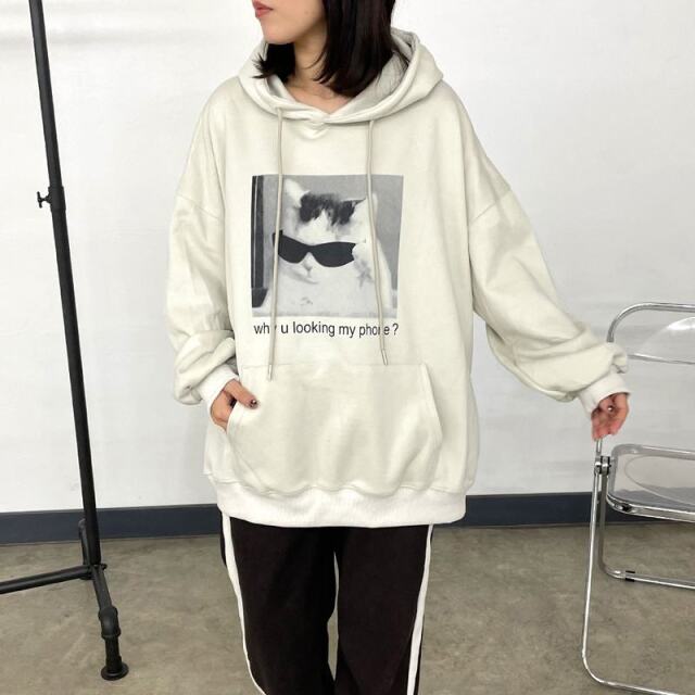 ネコサングラスパーカー