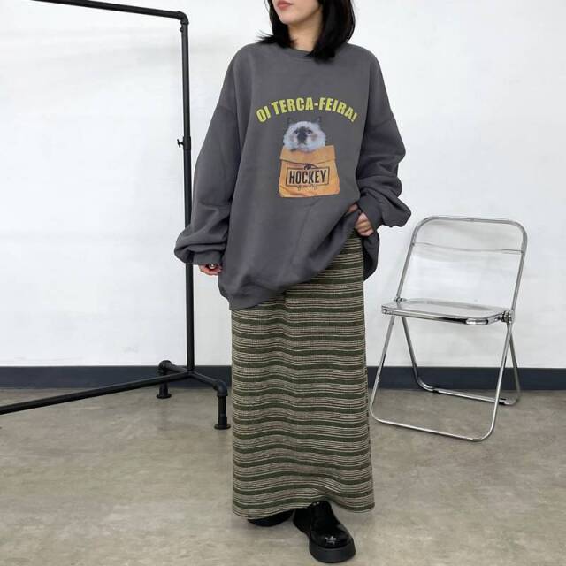 マルチボーダーニットIラインスカート