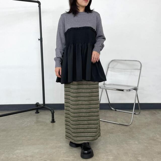 マルチボーダーニットIラインスカート