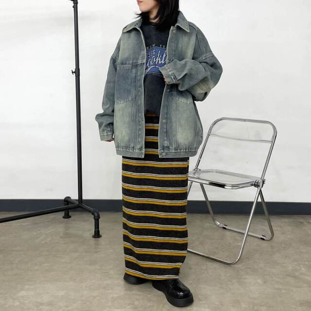 マルチボーダーニットIラインスカート