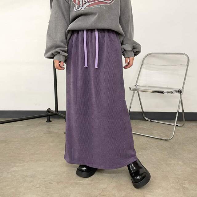 コーデュロイIラインスカート