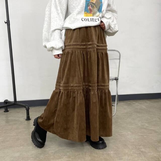 コーデュロイティアードスカート
