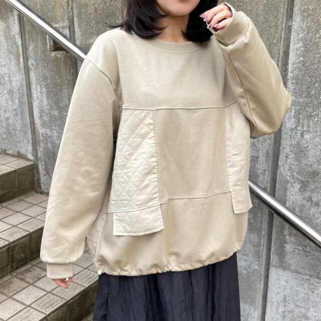 キルト切替ドロストプルオーバー