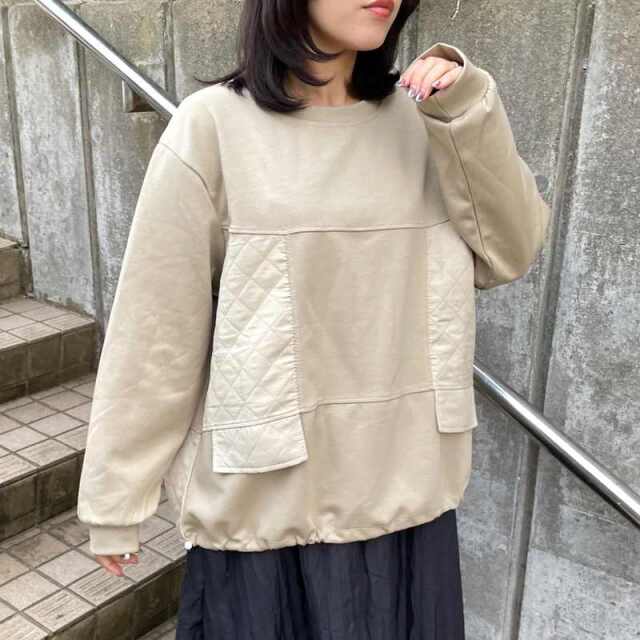 キルト切替ドロストプルオーバー