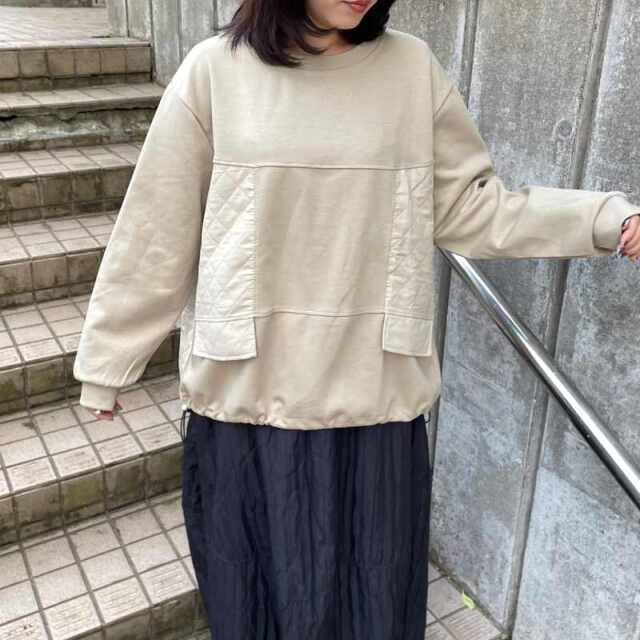 キルト切替ドロストプルオーバー