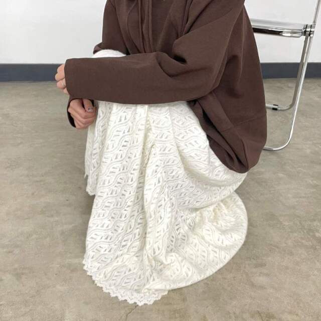 起毛レースティアードスカート