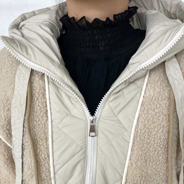 キルト切替ボアフードブルゾン