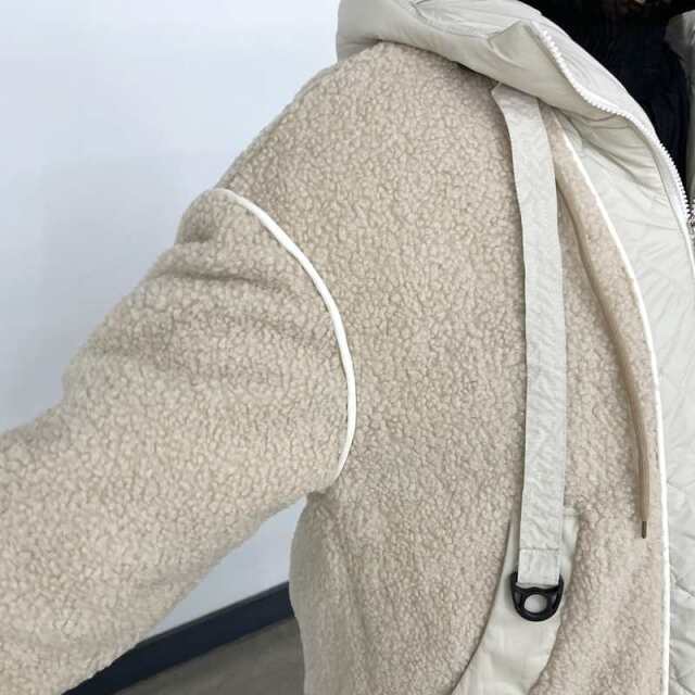 キルト切替ボアフードブルゾン