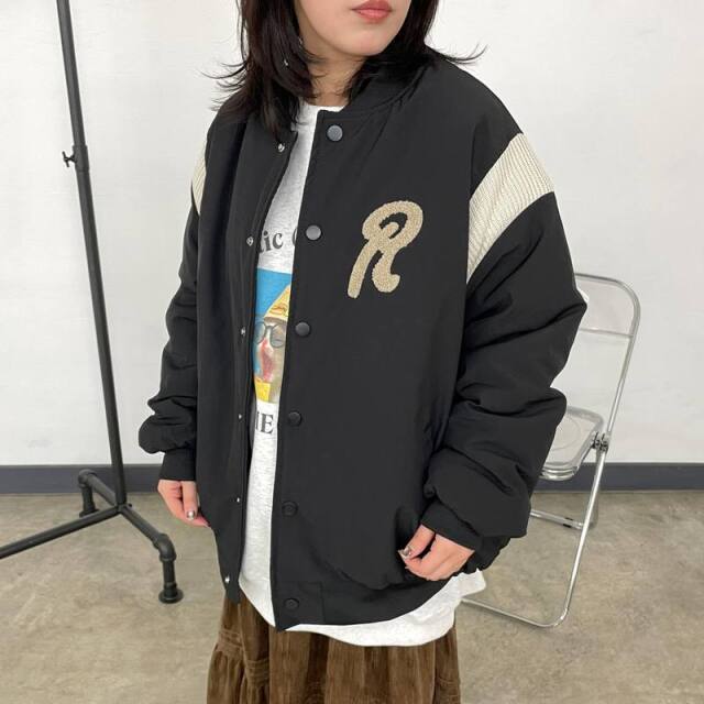 ニット切替バックロゴブルゾン