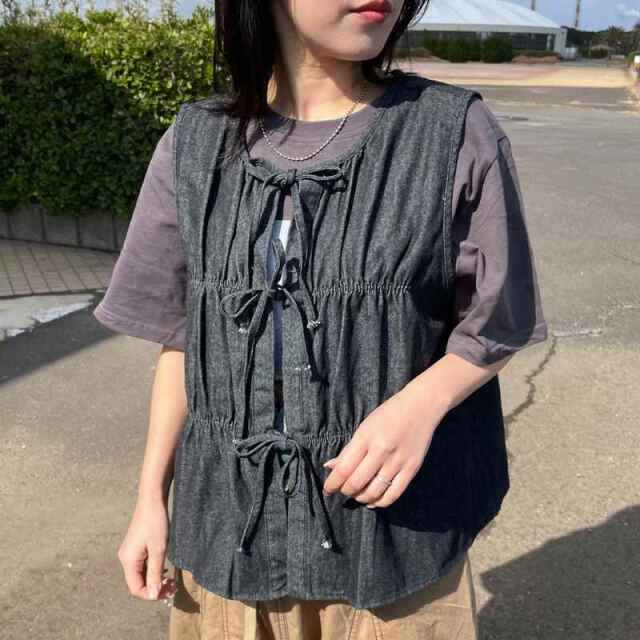 デニムリボンベスト