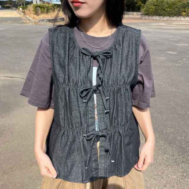 デニムリボンベスト