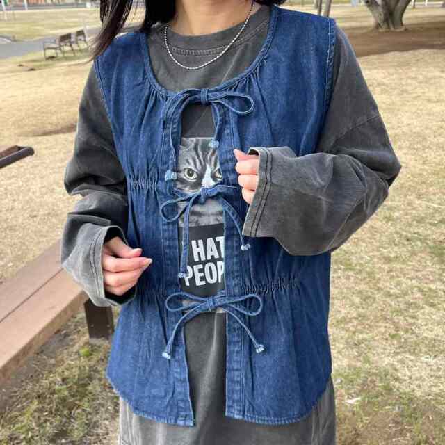 デニムリボンベスト