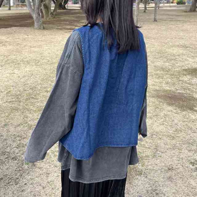 デニムリボンベスト