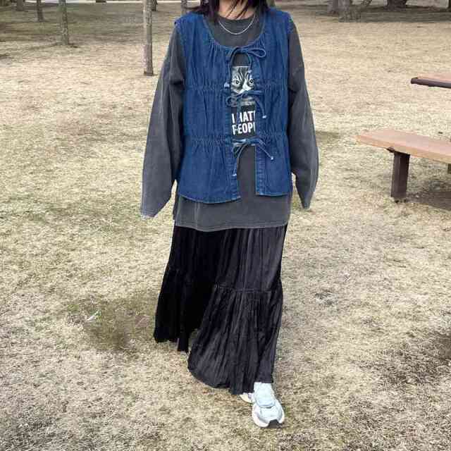 デニムリボンベスト