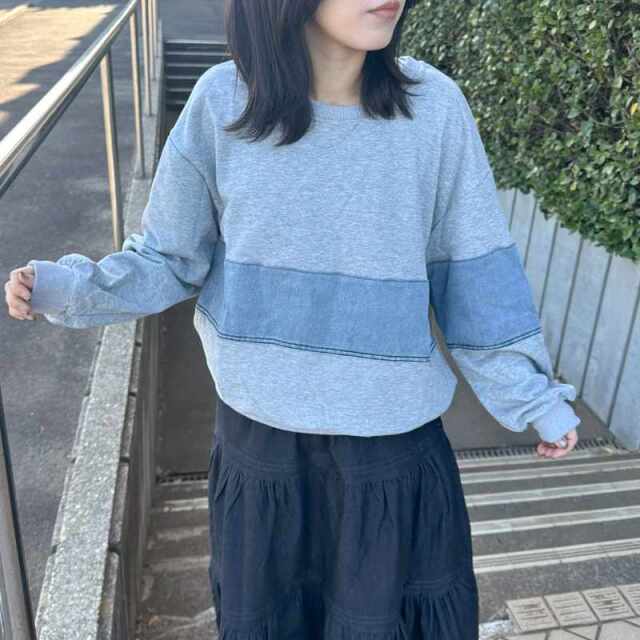 デニム切替プルオーバー