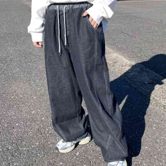 ステッチデニムイージーパンツ