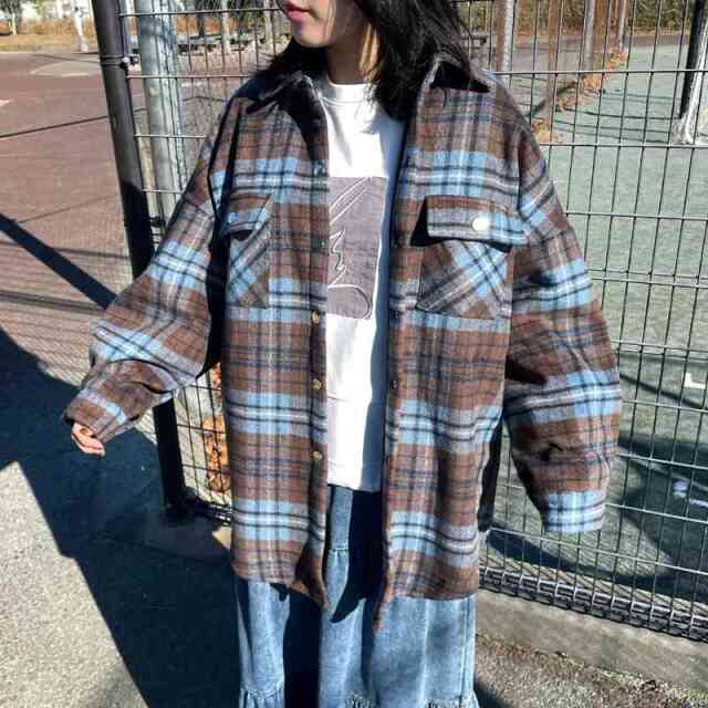 暖シャギーチェックシャツ
