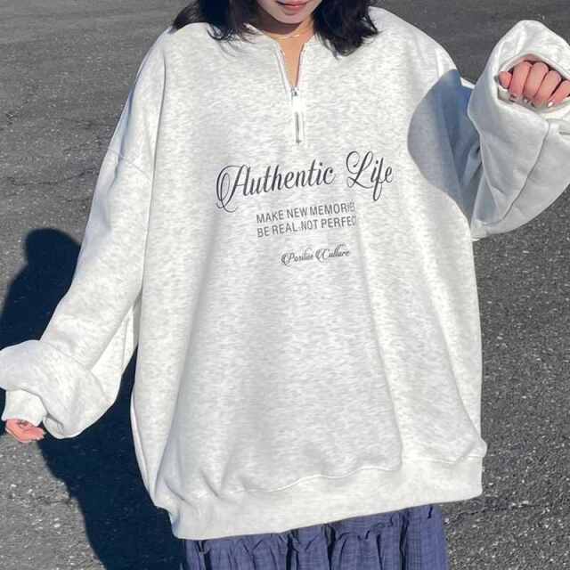 ハーフジップロゴプルオーバー