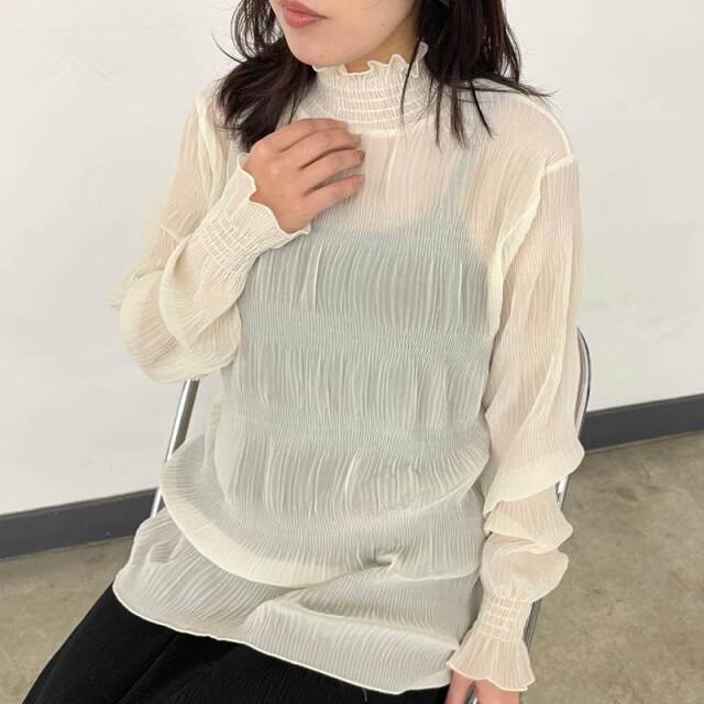 シフォンシャーリングブラウス