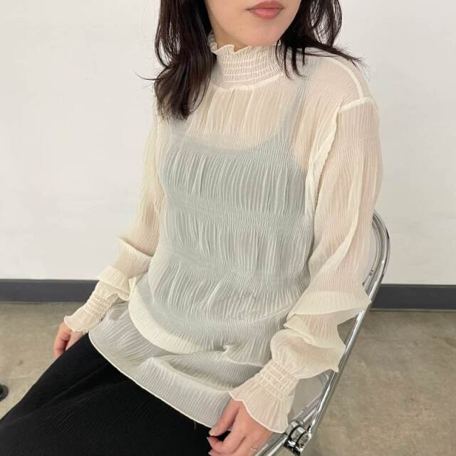 シフォンシャーリングブラウス
