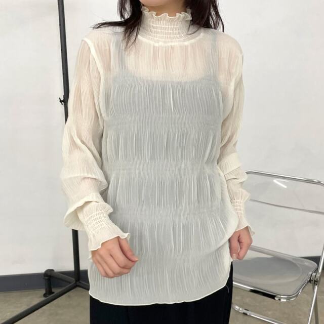 シフォンシャーリングブラウス
