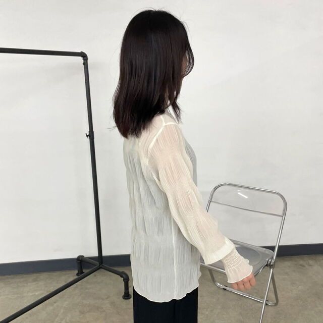 シフォンシャーリングブラウス