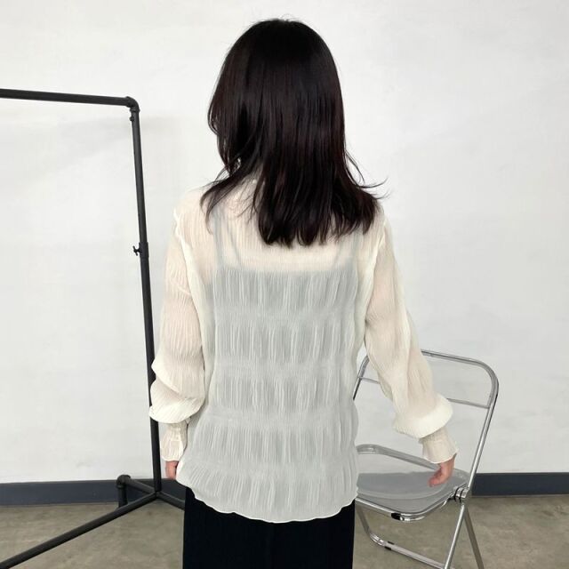 シフォンシャーリングブラウス