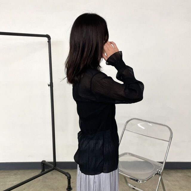 シフォンシャーリングブラウス