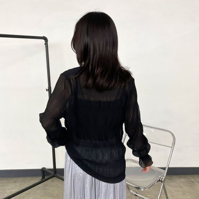 シフォンシャーリングブラウス