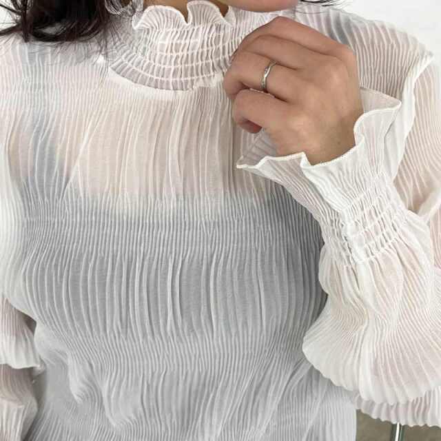 シフォンシャーリングブラウス