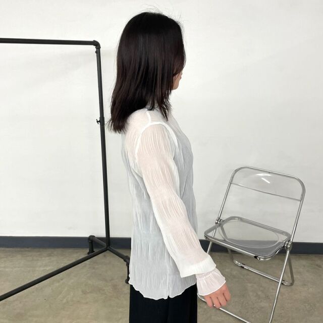 シフォンシャーリングブラウス