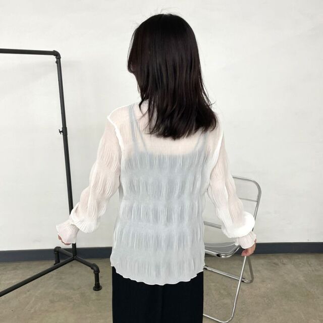 シフォンシャーリングブラウス