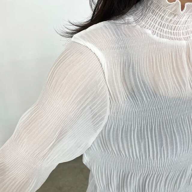 シフォンシャーリングブラウス