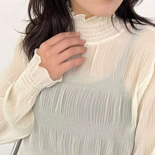 シフォンシャーリングブラウス