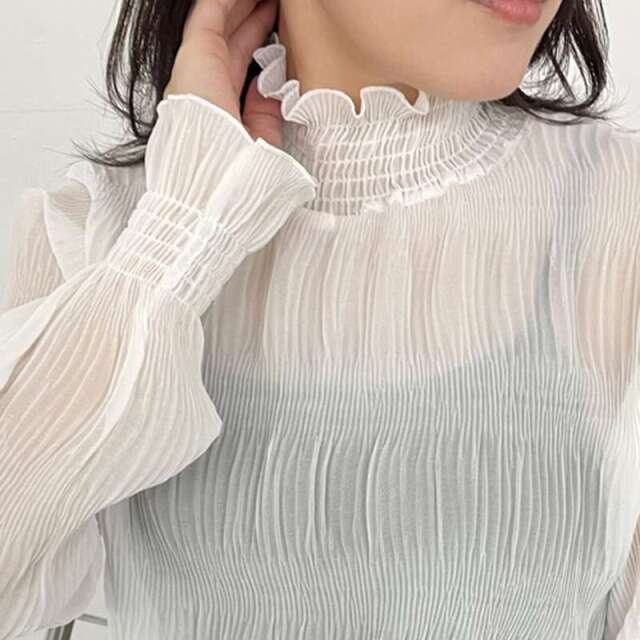 シフォンシャーリングブラウス
