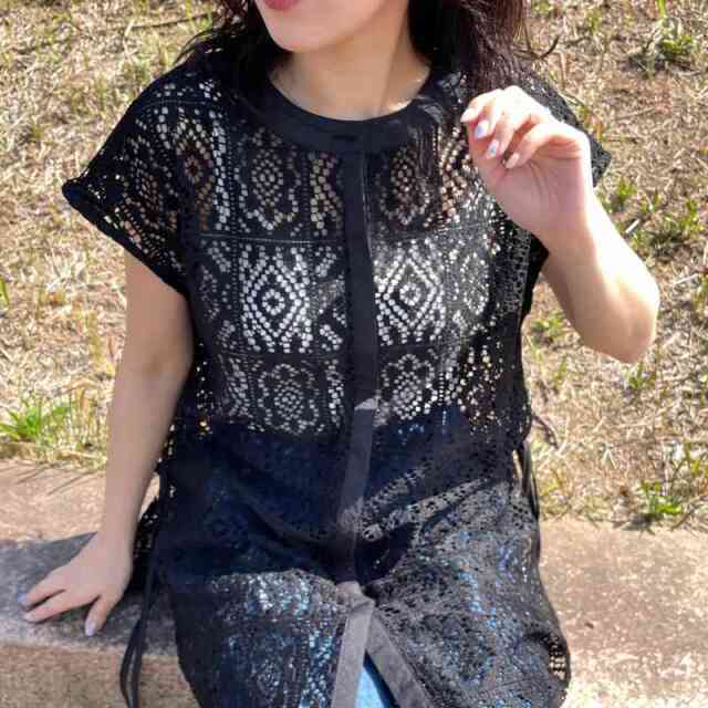 サイドリボンレースチュニック