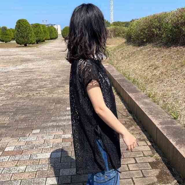 サイドリボンレースチュニック